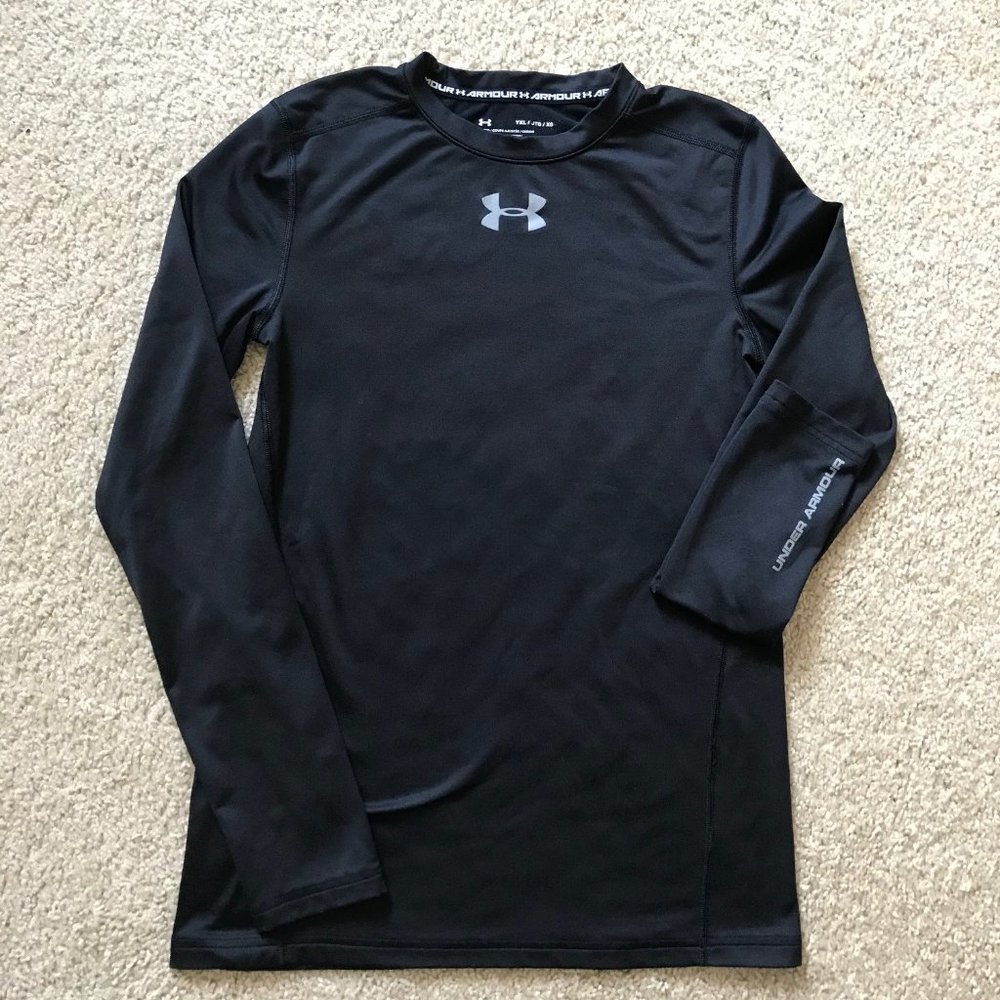 KIDS Under Armour Cold Gear L/S Fitted Shirt Kids Size YXL Black/Gray